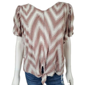 Lola B Belle Sleeve Tie Front V-Neck Cropped Tee Size XL